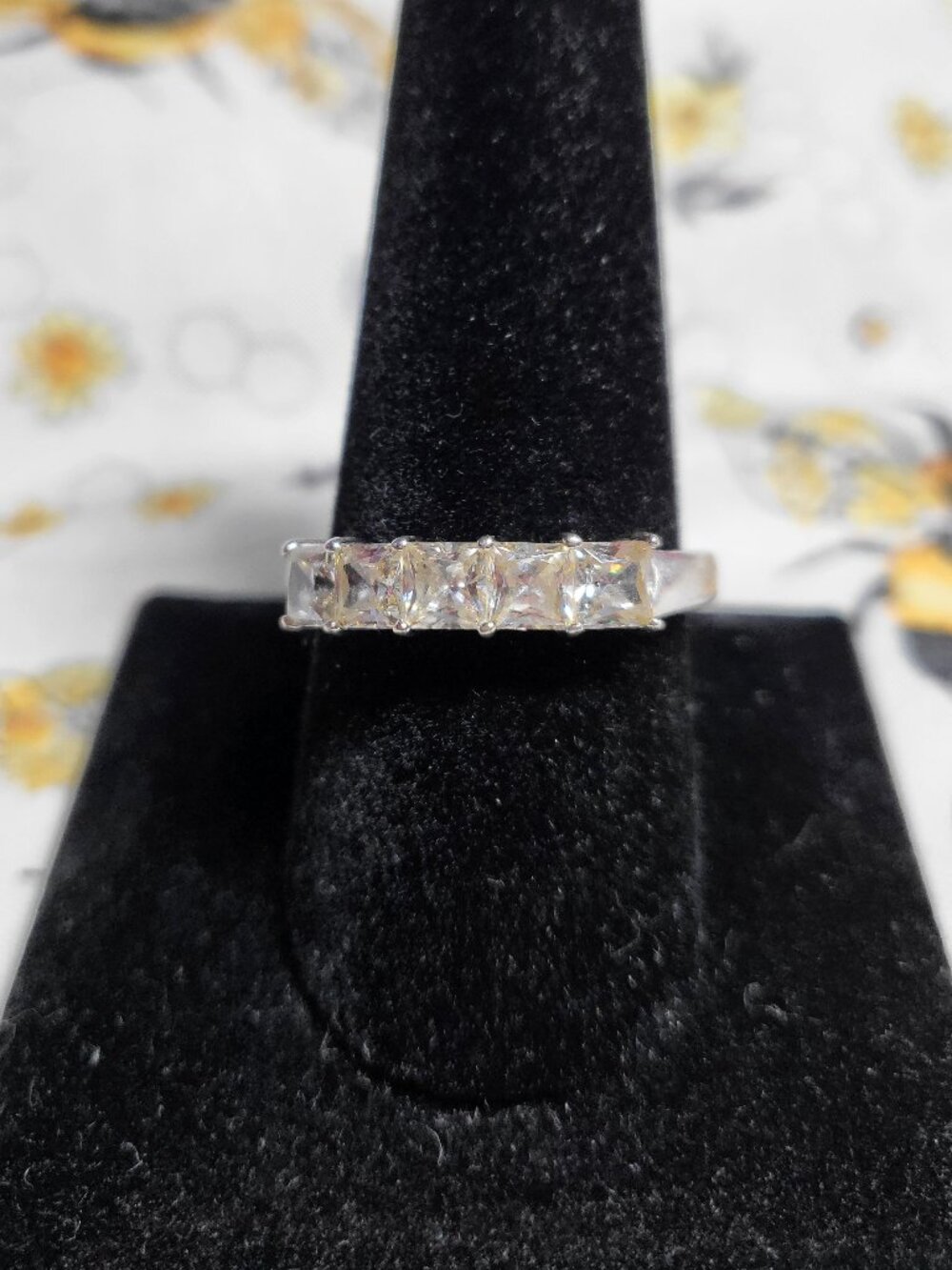 5-Stone CZ Princess-Cut Sterling Silver Ring